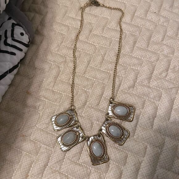 Women statement necklace nwt bohemian silver and turquoise - Picture 4 of 5